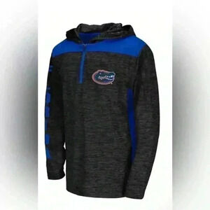 260. Boys Youth Heathered Black Florida Gators Quick Kick Quarter-Zip Hoodie